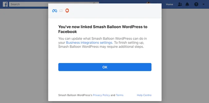 成功連接 Smash Balloon 和 Facebook