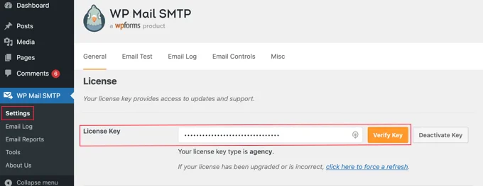 WP 郵件 SMTP 許可證