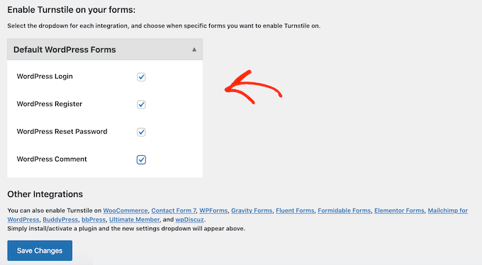 為 WordPress 表單啟用 Cloudflare Turnstile CAPTCHA