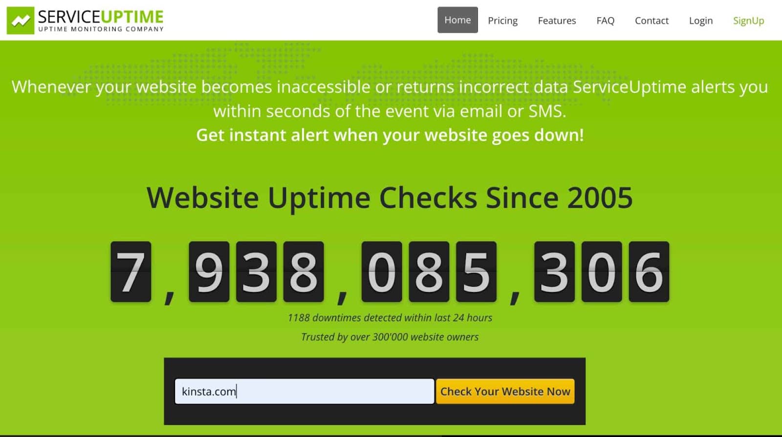 Service Uptime website