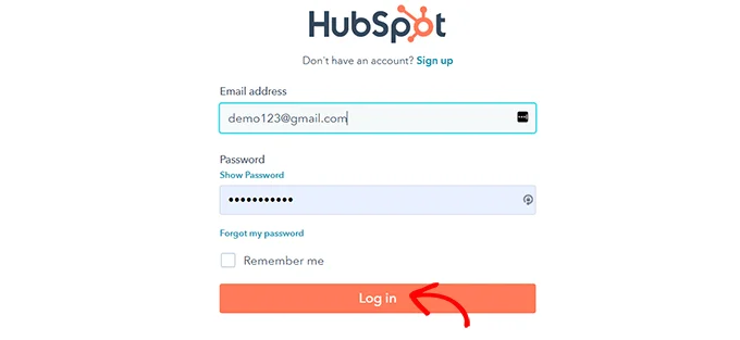 登錄到您的 HubSpot 帳戶