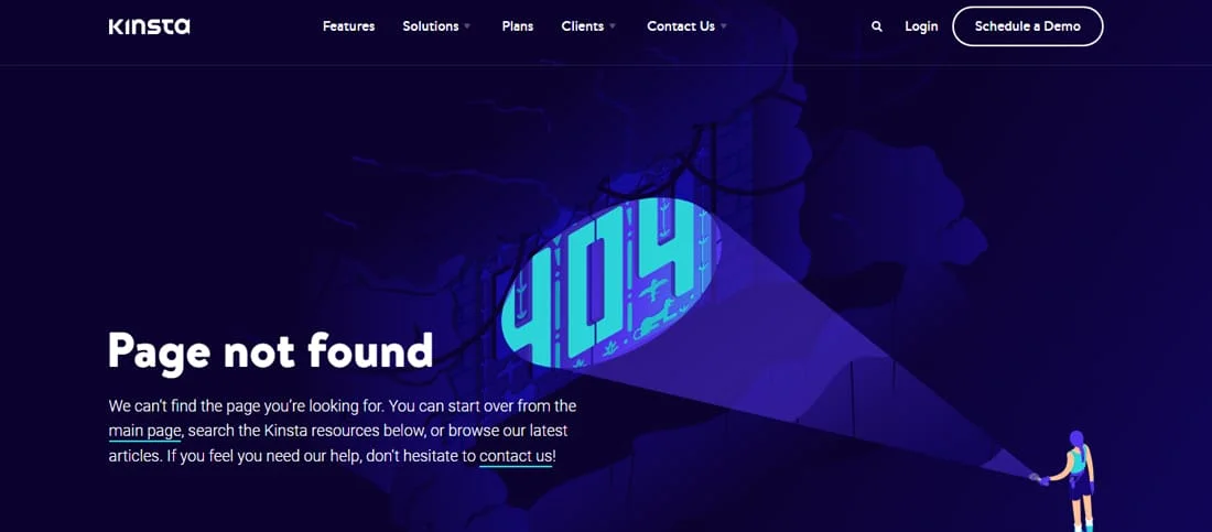 Kinsta’s Error 404 “Page not found” page.