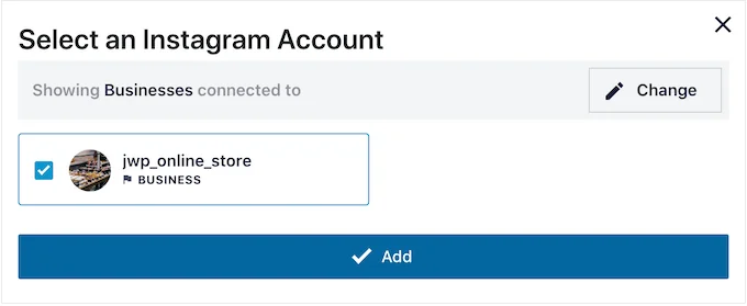 選擇要添加到您的 WordPress 網站的 Instagram 帳戶