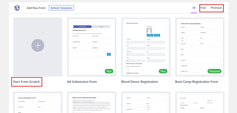 Build Your Form with Templates or From Scratch