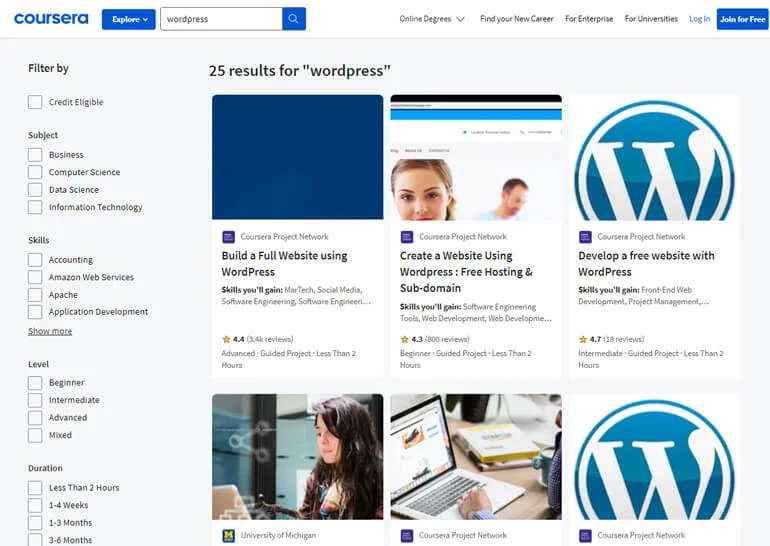 Coursera Learning WordPress