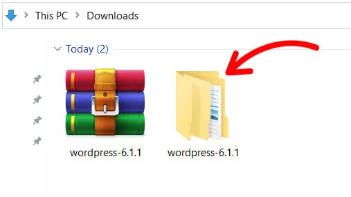 Extracted WordPress Folder on Your Device