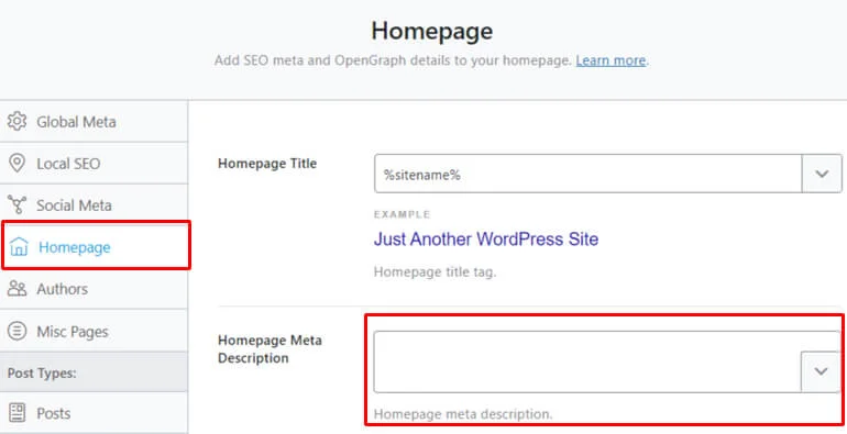 Homepage Meta Description