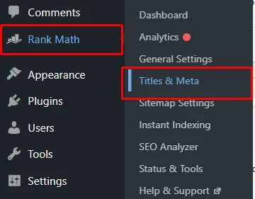 Rank Math to Titles & Meta