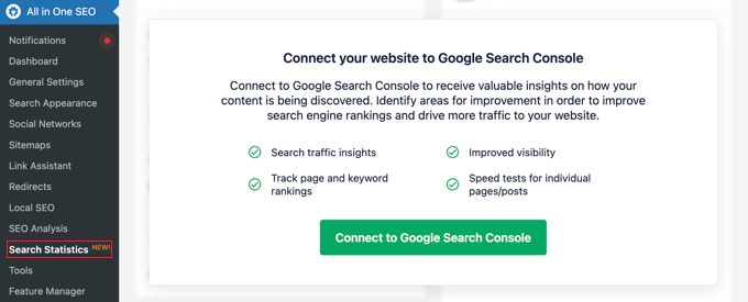 点击“连接到 Google Search Console”